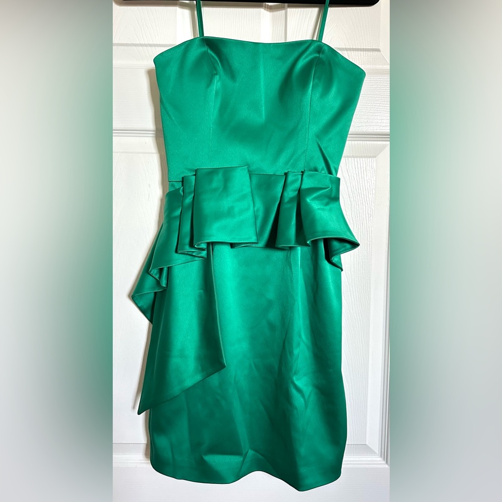 Max and Cleo Women's Strapless Satin Peplum Cocktail Dress
